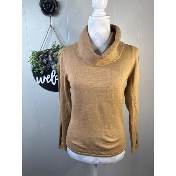 Colette Mordo Womens Beige Ribbed Turtleneck Sweater S FLAW - Picture 1 of 9